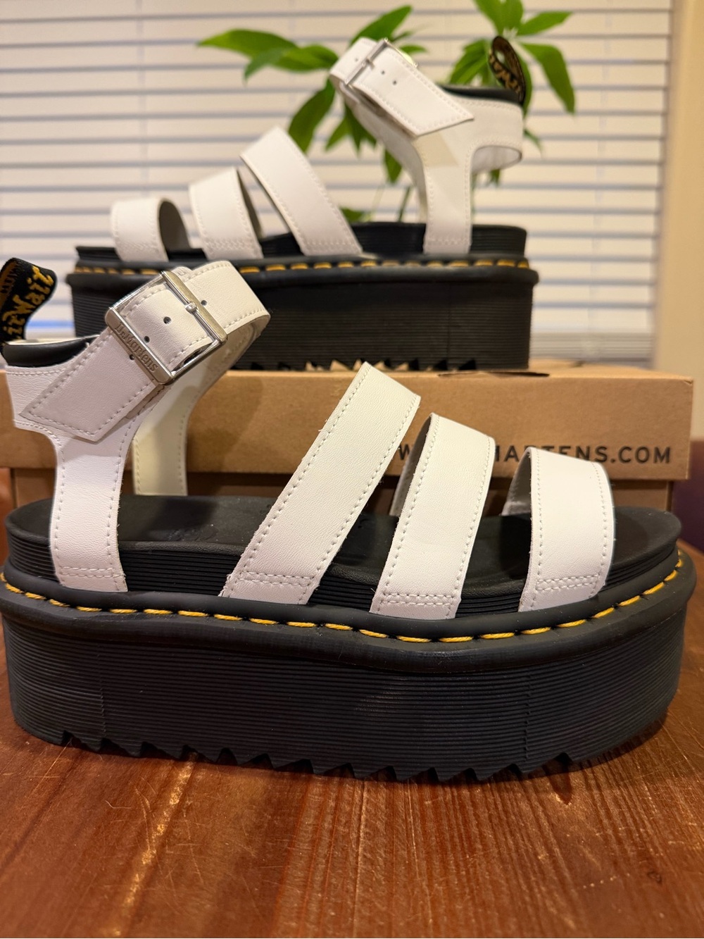 White Platform Doc Martens Sandals- Women
